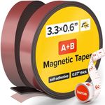 Flexible Magnetic Tape - Magnetic Strip with Strong Self Adhesive (A+B - 3.3 Feet x 0.6 Inches x 0.07 Inches)