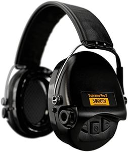 Sordin Supreme Pro X - Active Hearing Protection Noise Reduction Safety Ear Muffs - Black Leather Headband And Cups