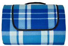 Adore Home 150x200cm Extra Large Outdoor Picnic Blanket with Waterproof Reverse and Soft Fleece Top, Blue Check