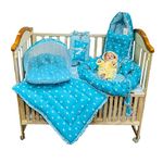 Infantbond 100% Cotton Baby Bedding for New Born | Baby Bed | Baby Nest | Baby Carry Bed | Baby Carry Bag(0-6 Months) (Crown Blue (P))