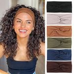 Xtrend 6 Pcs Women's Headbands Twisted Cross Elastic Headbands Yoga Workout Headbands Non-Slip Sweat Soft Headbands Solid Color Simple Versatile Hair Accessory Headbands