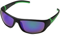 Eyelevel Men's REBEL REBEL Oval Sunglasses 65, Black/Green/Blue Mirror