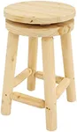 Sunnydaze 23.75-Inch Wood Backless Swivel Counter-Height Stool - Solid Natural Fir Wood - Unfinished