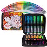 Colorya 48 Gel Pens For Adult Colouring - 17 Metallic & 31 Glitter Gel Pens + Carry Bag - Perfect for Coloring Book for Adults, Sketching, Drawing, Doodling, Bullet Journals