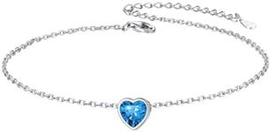 Women's Silver Ankle Bracelets, Sparkling Silver Summer Beach Anklets Birthstone Jewelry, December Birthday Gifts for Females