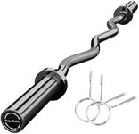 GarveeLife Olympic EZ Curl Barbell Bar, 47" EZ Curl Bar for Weight Lifting, Biceps, triceps, Back/Leg Muscle Group exercise,Chrome Curling Bar Fit 2” Standard Weights - 2 Spring Collars(500lb Weight Capacity)