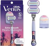 Gillette Venus Miami Midnight Extra Smooth Women's Razor Handle, 2 Blade Refills and Shower Hook