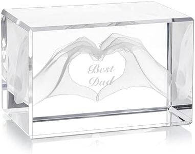 BELLE VOUS Cube en Cristal Gravé pour Le Meilleur Papa - Cadeau Anniversaire, Fête des Pères et Noël - Idée pour Homme