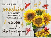 5D Diamond Painting Kits for Adults Kids and Beginners,Blackboard Text - Sunflower You are My Sunshine Round Square Diamond Painting Kits Full Drill Arts Craft Canvas Supply for Home Wall Decor