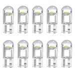 Noobibaba W5W LED Bulb T10 501 LED Bulbs, Led Number Plate Light Bulb Side Light Bulbs, 0.5W 12VDC Wedge Base Cool White 6000K 10-Count