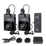 comica BoomX-DMI2 2.4G Wireless Microphone System Compatible with iPhone/iPad,Wireless Dual Lavalier Microphone with 2 Transmitters 1 Receiver,Lav Mic for Podcast Interview YouTube Vlog/Live-steam