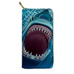 HUGS IDEA Shark Zip Around Wallet Women's PU Leather Soft Long Purse Clutch Credit Card Holder