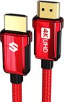 Silkland 4K HDMI Cable 10ft, 4K HDMI ARC Cable for Soundbar, Ultra High Speed HDMI 2.0 Cord [Gold Plated, Nylon Braided], HDCP 2.2, HDR, 3D, Ethernet, Compatible UHD TV, Blu-ray, PS5/4, Monitor, Red