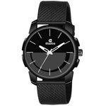 Glazba Men's Rubber Strap Analog Black Roman Dial Wrist Watch for Boys (Black)