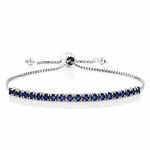 Gem Stone King 925 Sterling Silver Blue Sapphire Tennis Bracelet Gemstone Birthstone 2.50 cttw Fully Adjustable Up to 9 Inch