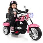HONEY JOY Kids Motorcycle, 6V Battery Powered Toddler Chopper Motorbike Ride On Toy w/Horn & Headlight, Foot Pedal, 3-Wheel Mini Electric Motorcycle for Kids, Gift for Boys Girls