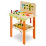 Woodenland Kids Tool Bench Wooden Construction Toys Toddler Table Workbench with Tool Set Playset Gift for Boys Girls