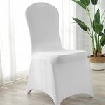 Holdfiturn 50Pcs Wedding Chair Covers White Chair Covers spandex Stretch Washable White Chair Covers for Wedding Banquet Celebration Dining Party