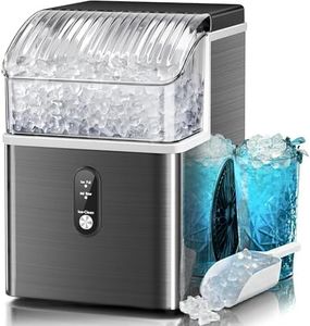 Kismile Nugget Ice Makers Countertop,Portable Ice Machine with Crushed Ice, 35lbs/Day,Self-Cleaning,One-Click Operation for Home Use(Black)