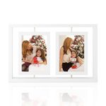 DECOCIAGA 5x7 Rotating Picture Frames Double Sided Photo Frame Wooden Floating Picture Frame Multi Family Photo Frames Standing for Office Desk & Home Tabletop Decor, White