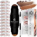 Eyebrow Stamp Kit - Professional Eye Brow Stencil Kits with Dual-Color Eyebrow Powder Stamp, 24 Shaping Guide Templates, Brow Shaper Brush - Waterproof, Smudge-Proof Formula - (Light Brown)