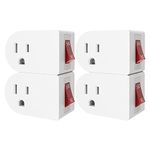 Oviitech 4 Pack Grounded Outlet Wall Tap Adapter with On/Off Power Switch，Single Outlet with Switch in White