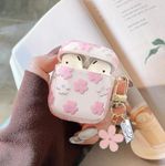 Olytop for Cute Airpods 2nd/1st Generation Case Clear, Soft TPU Flower Air Pods 2/1 Gen Cover Protective Skin Girl Women with Floral Keychain for Apple iPod 2/1t Gen Case - Pink