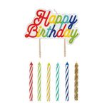 Unique 19979 Party 19979-Large Happy Pick Spiral Birthday Candles, Pack of 12,7.5 cm