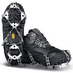 Wirezoll Traction Cleats, 19 Teeth Stainless Steel Spikes Crampons for Walking, Jogging, Mountaineering or Hiking on Snow and Ice - 1 Pair (M) (L)