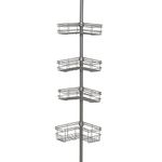 Zenna Home Shower Tension Pole Caddy, Metal, Satin Nickel