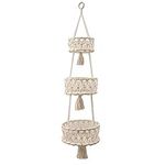 Felenny Hanging Fruit Basket, 3-tier Tassel Kitchen Hanging Fruit Baskets Storage Basket for Fruit Vegetable Storage