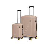 EUME Wanderer Trolley Bags for Travel Set of 2, Travel Bags for Luggage Trolley |Cabin 55cm & Check-in Large 76cm (Champagne Gold) |Cabin Trolley Bags | Polypropylene (PP) 8 Silentrun Wheels Suitcase|