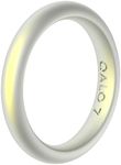 QALO Women's Rubber Silicone Ring, Classic Stackable Rubber Wedding Band, Breathable, Durable Engagement Silicone Ring, 3mm Wide 2mm Thick, Holographic White, Size 4