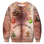 URVIP Unisex Crewneck Ugly Christmas Sweater Xmas Pullover Novelty Hoodies Sweatshirts Chest Hair BFT-001 XL