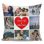 Roses Garden Custom Throw Pillow Cover with Photos Collage, Customized Pillowcase with Pictures and Text Personalized Gift for Baby Kids Family Friends, 24x24 Inch, 8 Photos with Text