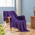 NEWCOSPLAY Super Soft Throw Blanket Dark Purple Premium Silky Flannel Fleece Leaves Pattern Lightweight Bed Blanket All Season Use (Dark Purple, Throw(50"x60"))