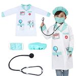 Wizland Kids Doctor Costume,Child Role Play Costumes,Doctor Dress Up Playset Kits for Kids S 5-7yrs