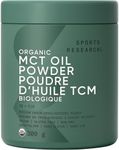 Sports Research Organic MCT Oil Powder - Keto & Vegan MCTs C8, C10 from Coconuts - Non-GMO & Gluten Free - Unflavored, Perfect in Coffee, Tea & Protein Shakes - 10.6 oz