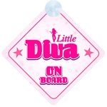 mybabyonboard UK Little Diva on Board Car Sign for Children/Baby Girls Non Personalised Character Theme