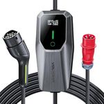 VDLPOWEREU EV Charger 11kw,Type 2 EV Charger 6A/8A/10A/13A/16A, Variable, Home Electric Car Charger Cable, 5M, with CEE 3 Pin Charger with LED Display& Carry Bag, IP65 Waterproof