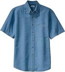 Joe's USA Men's 6.5-Ounce Short Sleeve Denim Shirts-S-Faded Blue