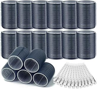 Large Hair Curlers Rollers, 12Pcs Big Hair Rollers Self Grip Holding Curlers with 12Pcs Stainless Steel Duckbill Clips for Long Medium Short Thick Fine Thin Hair Bangs Volume