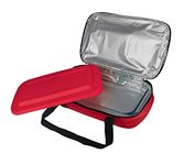 Le Regalo HW1236 Glass Casserole with Insulated Bag, Ideal for Picnic, Potluck, Hiking & Beach Trip-Retains Hot and Cold Temperature of Food, 14"x8.5"x2.75" Red