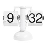 mooas Standing Height Adjustable Flip Desk Clock, Retro Vintage Analog Design Flip Desk Clock Standing Clock Battery Operated, for Home Living Room Office School Hotel Cafe Kitchen (Flip (White))