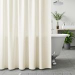 Wakefit Shower Curtain 7 Feet | 14 Free Hooks | No Plastic Smell | Waterproof Bathroom Curtain | Curtain for Balcony | Machine Washable Fabric | Off-White | Height 7ft & Width 6ft | Very Premium
