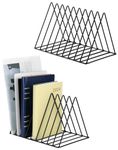 QWORK® 2 Pack Triangle Book Organiser, File Rack Book Storage Rack, 9 Slots, Magazine Stand, To Store Magazines, Books, Photo Albums