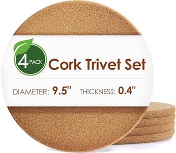 4 Pack Cork Trivets for Hot Dishes, 9.5" High-Density Thick Cork Trivets for Hot Pots and Pans, Heat Resistant Cork Hot Pads for Kitchen, Multifunctional Cork Coasters for Countertop Wooden Table