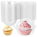 HAKZEON 150 Pack Cupcake Boxes, Clear Plastic Individual Cupcake Boxes Containers, Single Muffin Boxes Cupcake Pods Cake Slice Boxes, Cake Boxes for Cake Portions for Cupcakes, Salad, Cheese