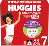 Huggies Size 7 Baby Diapers, Little Movers HuggFit 360° Baby Diapers with 360° Waistband, Size 7 (41+ lbs), 88 Count, Packaging May Vary