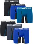 Hanes Big Moves Underwear, Anti-Chafe Boxer Briefs for Boys, 6-Pack, Black, Blue